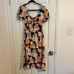 Roxy Floral Midi Dress | Women’s Size M | Boho Surf Summer Festival